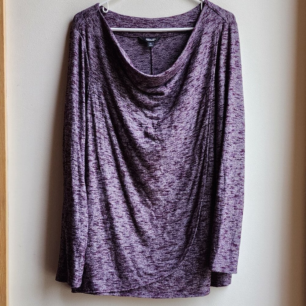 Simply Vera Vera Wang Purple Slouch Neck  Faux Overlapping Jersey Size XL